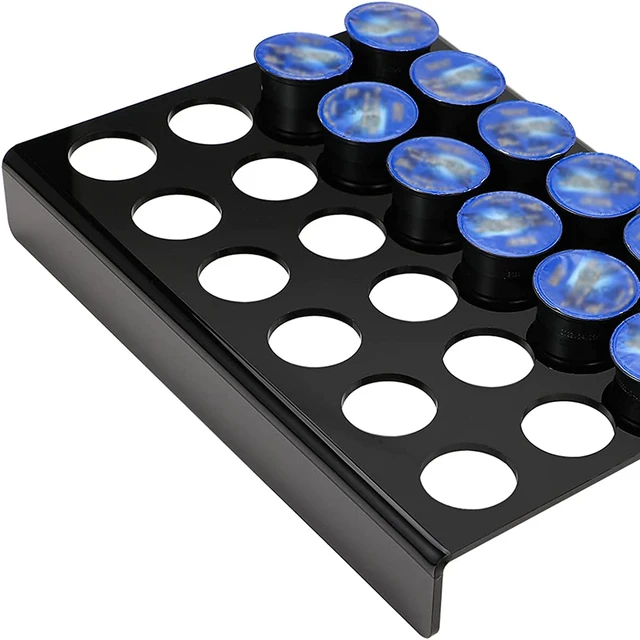 CUSTOM  Cup Holder Flat Countertop Coffee Pod Holder K Cup Drawer Organizer for 24 Coffee Pods Compatible with K-cups Black