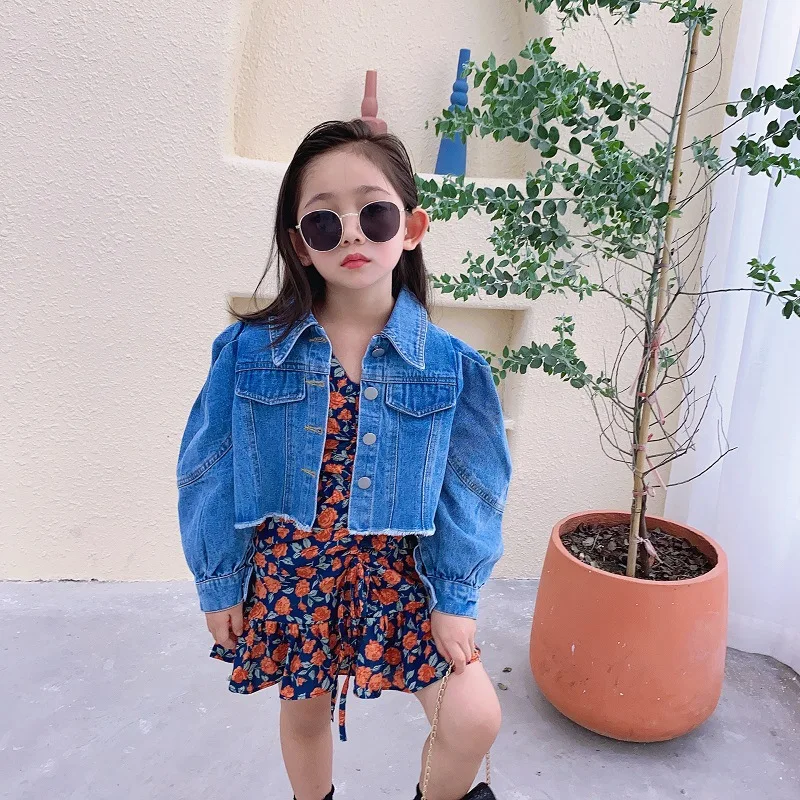 Dolce & Gabbana Girls Floral Jacket Denim Girls Kids 5 Year Blue by Childrensalon