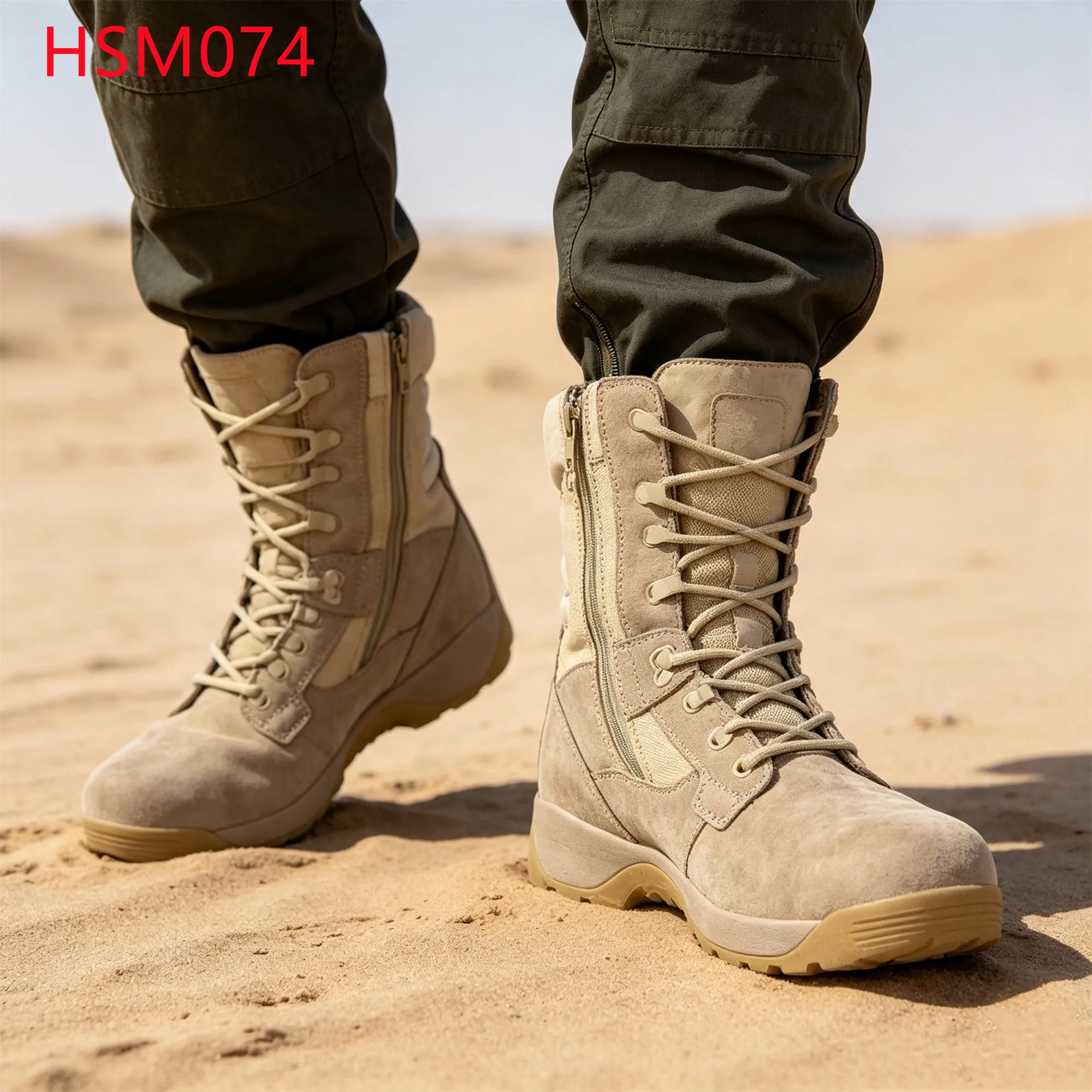 LXG,Dune Crossing Anti-impact EVA+rubber Sole Hua Singh Marching Boots Coastal Patrol Tactical Boots with Side Zip&velcro HSM074