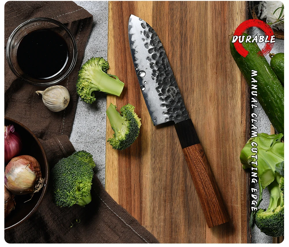 5pcs Handmade Kitchen Knives Set 3 Layers Japanese AUS-10 Steel Chef Knives Set Santoku Nakiri Slicing ECO Friendly Cooking Tool