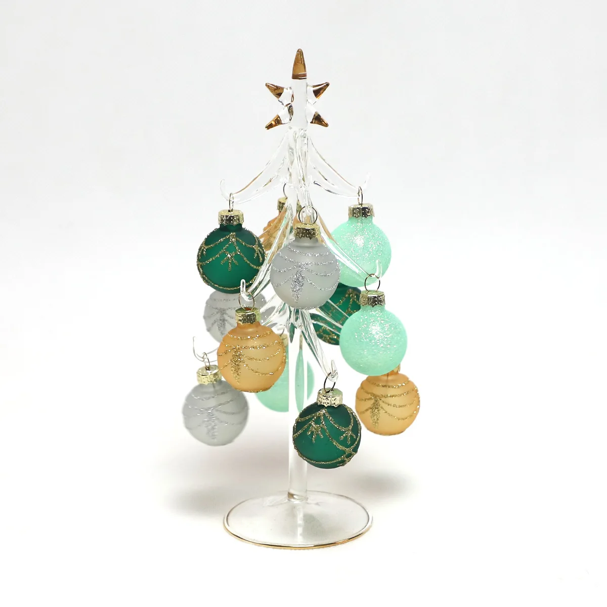 Fine glass ornaments interchangeable charms colorful glass christmas tree stand decoration set for sale gift home decoration