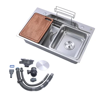 Factory Price 304 Stainless Steel Materials  Kitchen Sink  Thickness Handmade Sink With Basket