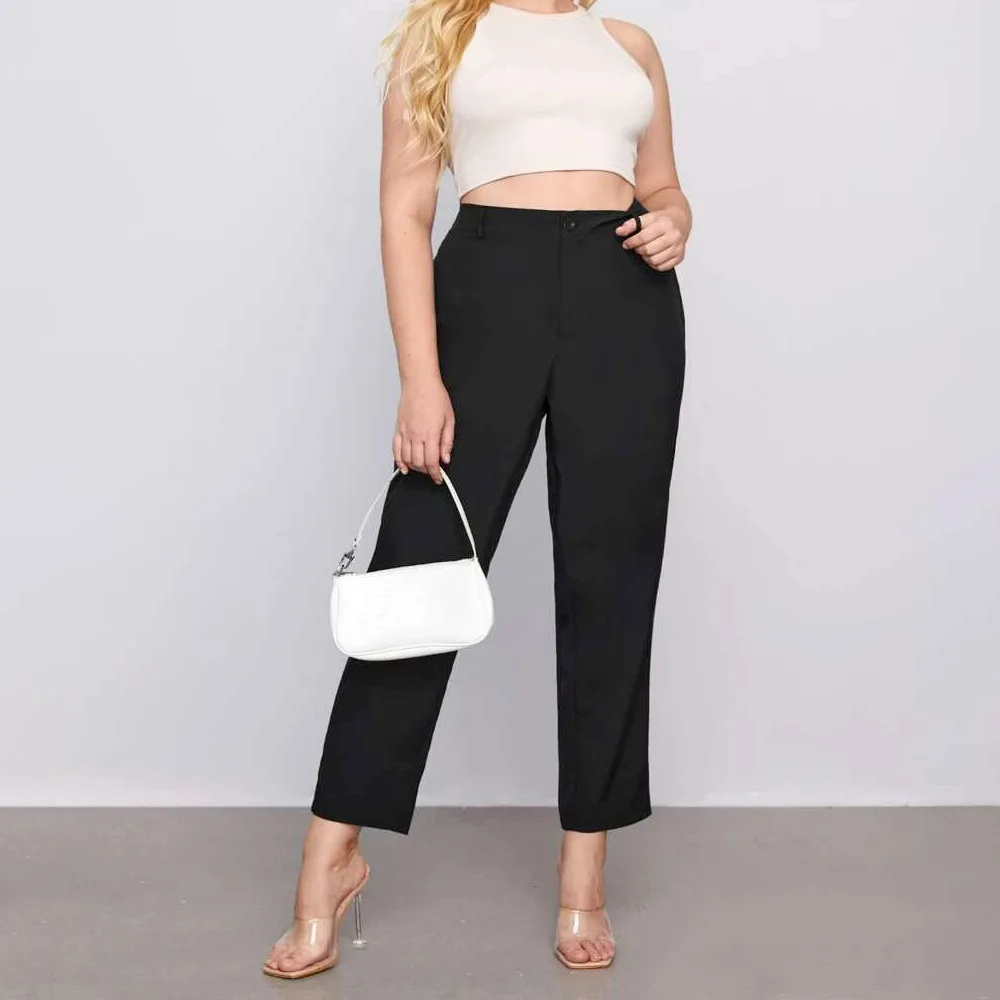 Women's Plus-size Solid Elastic Waist Button Fly Pants Curvy Fit Gabardine Bootcut  Pant - Buy Women's Spring Pants & Trousers,Pants For Women,Custom Pants  Product on Alibaba.com