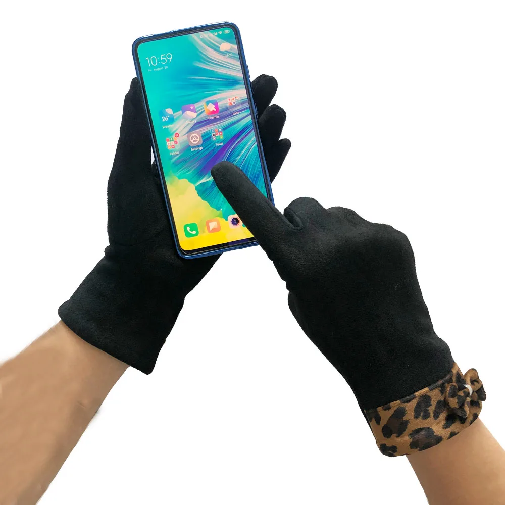 Оптовая продажа женские стильные зимние ветрозащитные бархатные тканевые перчатки для вождения велосипеда