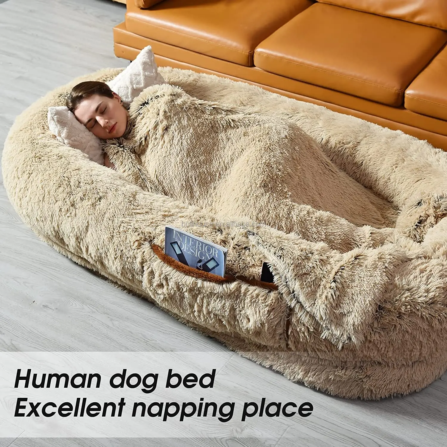Popular Luxury Plush Orthopedic Human Size Foam Giant Dog Bed For