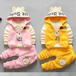 Winter 3pcs Baby Boys Clothing Set Outfits Warm Fleece Baby Girl Winter Clothes for Kids