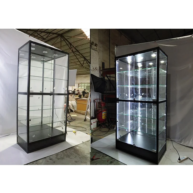High End Retail Store Glass Led Dispensary Furniture Tobacco Smoke Shop Display Cases With Led Lights for Smoke Shop