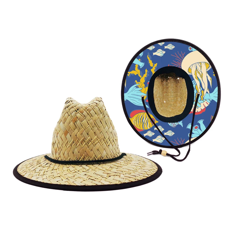 Wholesale Animal Children Summer Sun Beach Hat Sea Fish Infant Straw Hats  Spanish Lifeguard Straw Hats