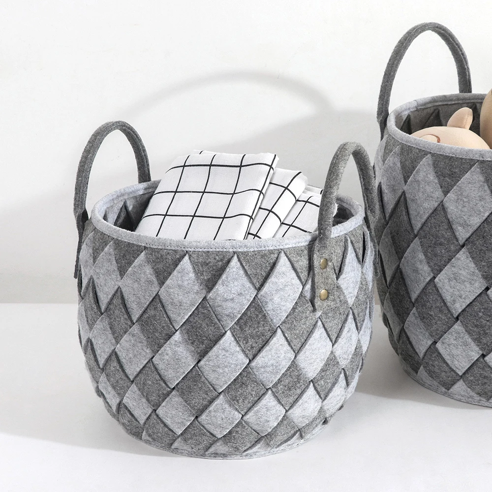 Woven Storage Basket Set Modern Custom Decorative Felt Woven Storage ...