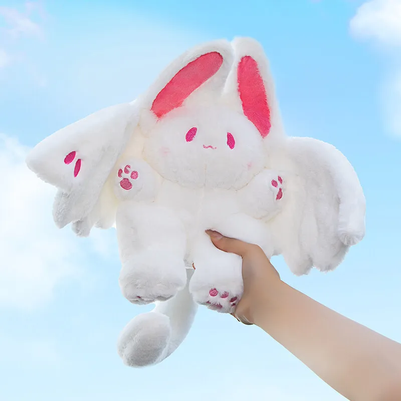 High Quality Cute Flying Big Bat Plush Toy Furry Stuffed White Rabbit ...