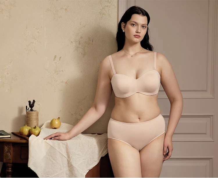 Plus Size Strapless Bra For Big Bust Thin Cup Nonslip Bra Tube Top Underwear Wedding Bra Push