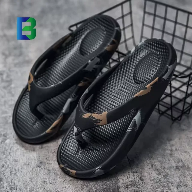 Barchon 2024 summer breathable couple high-elastic EVA sandals large size men's thick bottom flip-flops beach slippers