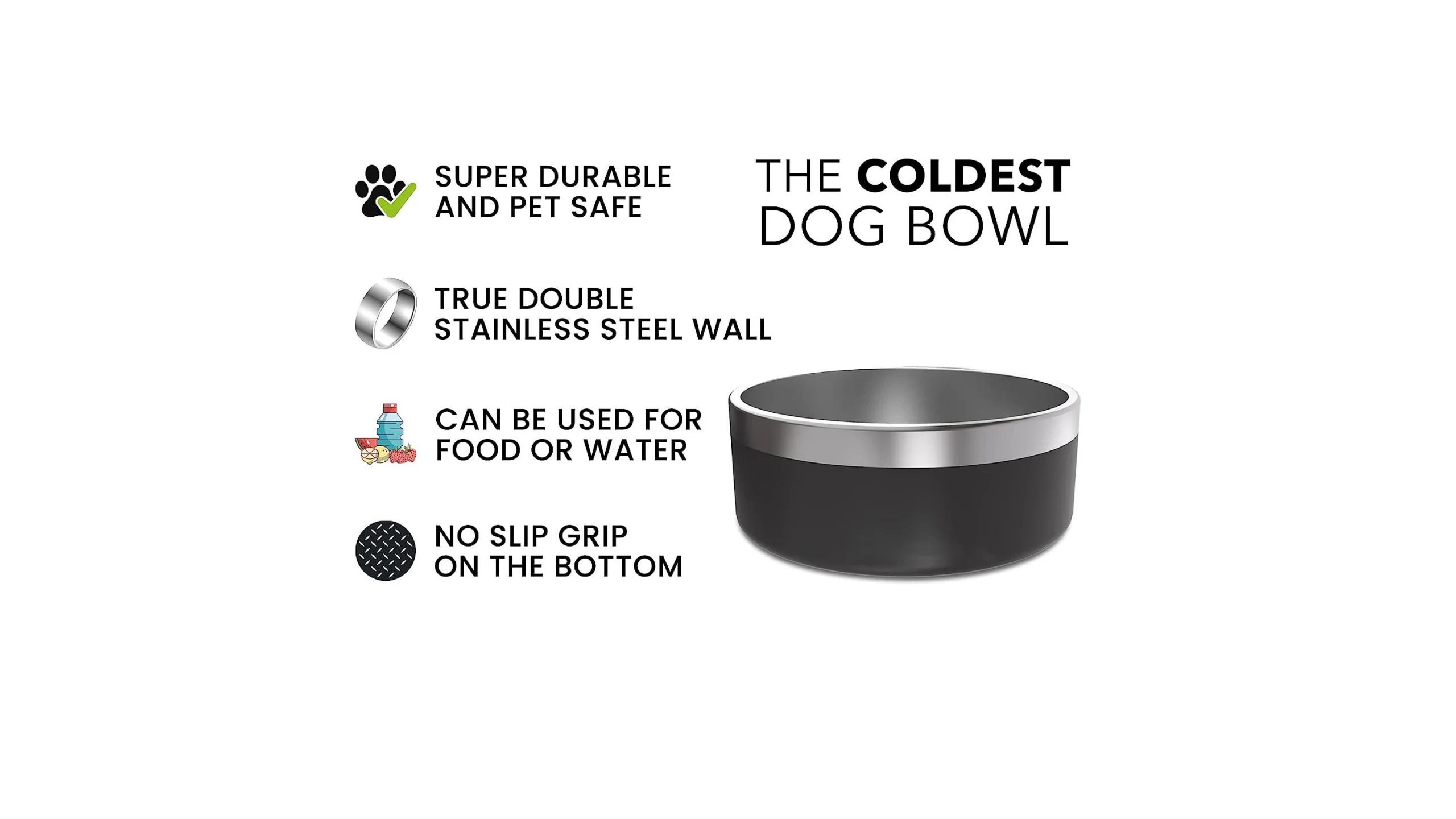 Stainless Steel Non Slip No Spill Proof Skid Metal Insulated Dog Water