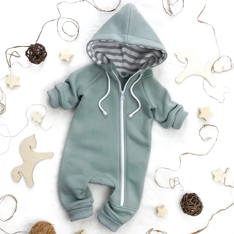 Infant Organic Cotton Hoodie Romper Toddler Zipper Baby Clothes Baby ...