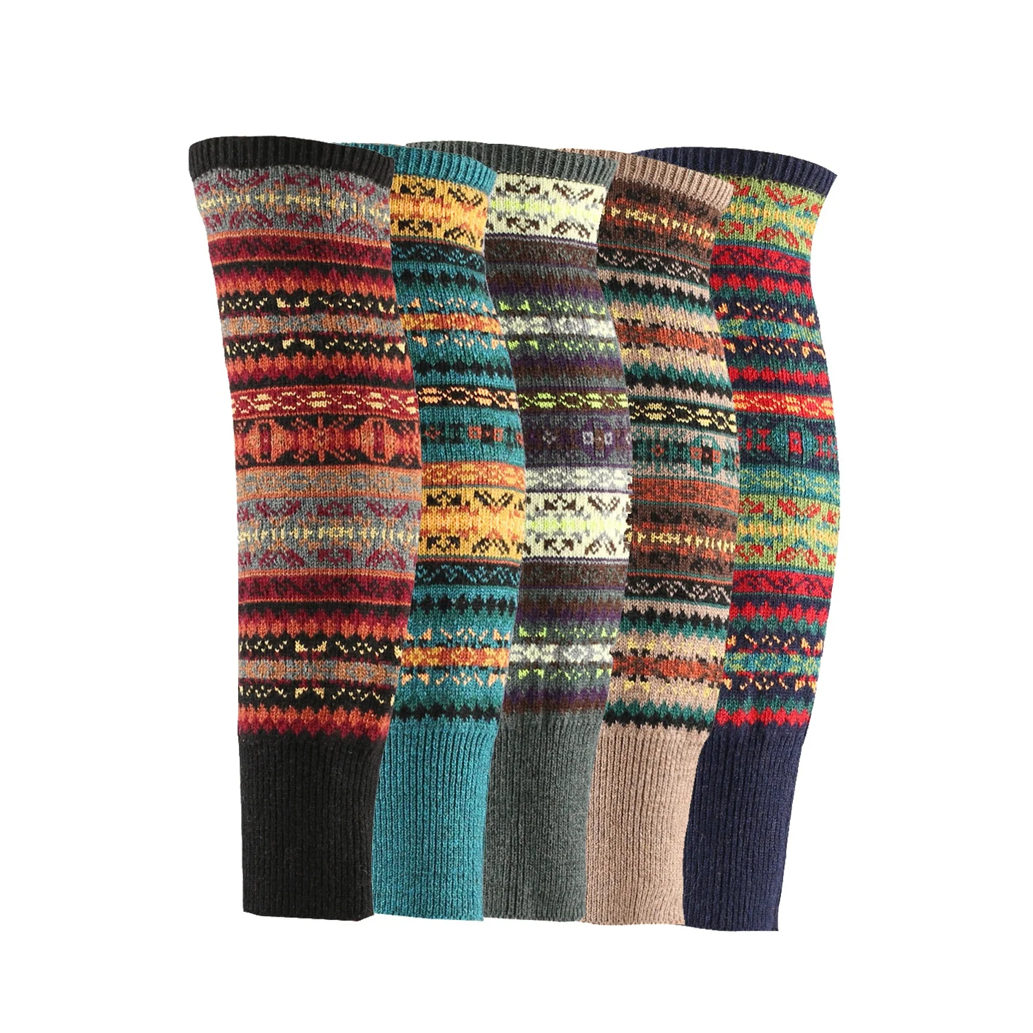 Wholesale Bohemian Knitted Warmer Boot Cuffs Winter Extra Long Thigh High Wool Leg Warmers for Women Girls