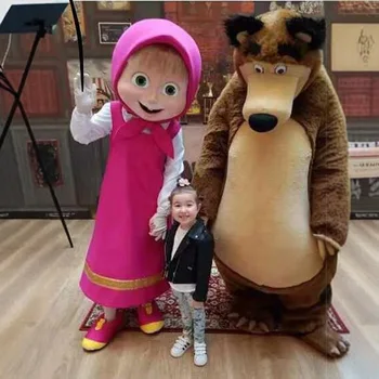 New Commercial Brown Bear Mascot Costumes Rental Lovely Princess Martha Little Red Riding Hood Cosplay Mascot Costumes For Adult