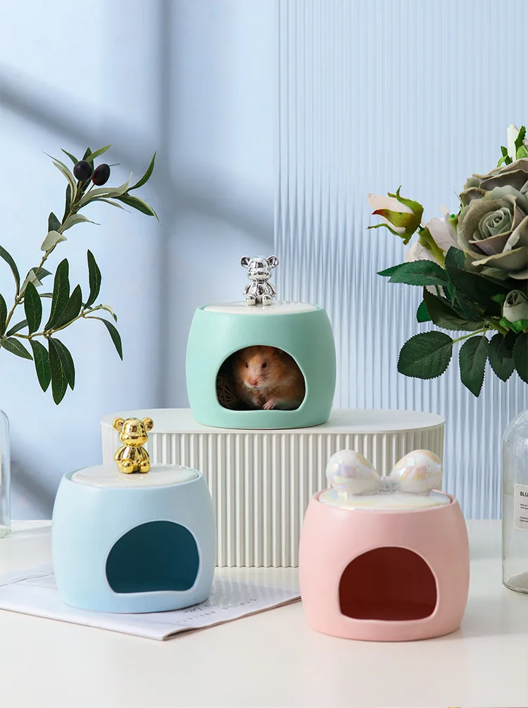 View of Summertime Cooling Shelter Hamster Cage Pet Houses Furniture Ceramic ...