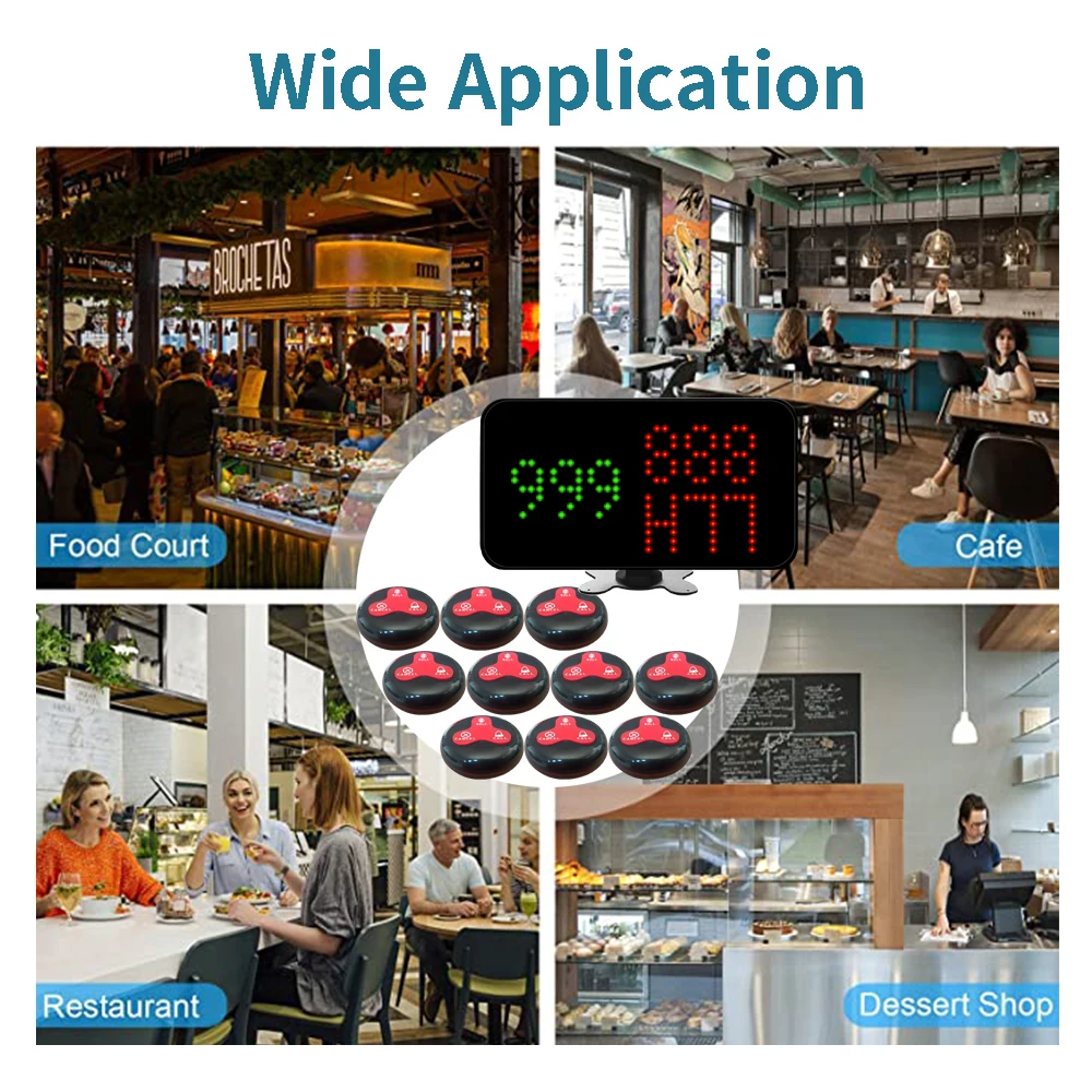 Wireless Waiter Calling System, Electronic Call Bell Pager for Fast Food Restaurant Cafe