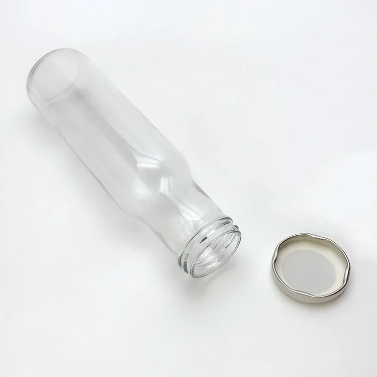 Wholesale 250ml Transparent Glass Bottle for for Cold Press Juice Ketchup with Metal Cover