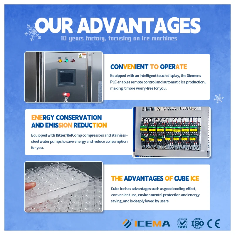 Made in China 2 Ton 3 Ton Industrial Ice Cube Making Machine Ice Machine Cube Maker Cube Ice Maker Machine