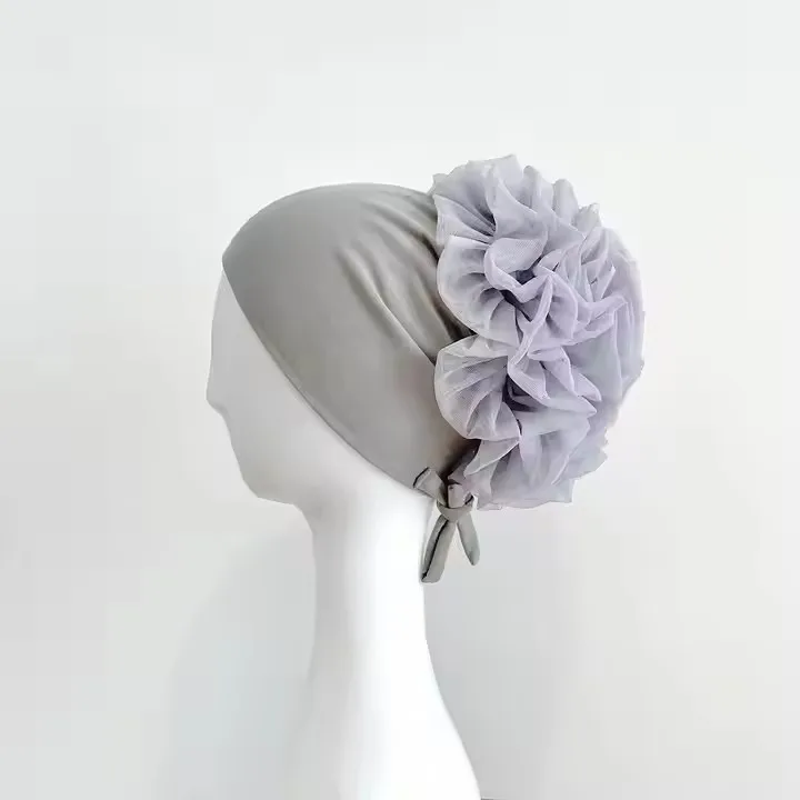 Breathable Muslim Women Cotton Hijab Flower Volume Undercap Modal Jersey Inner Hijab Bonnet Caps
