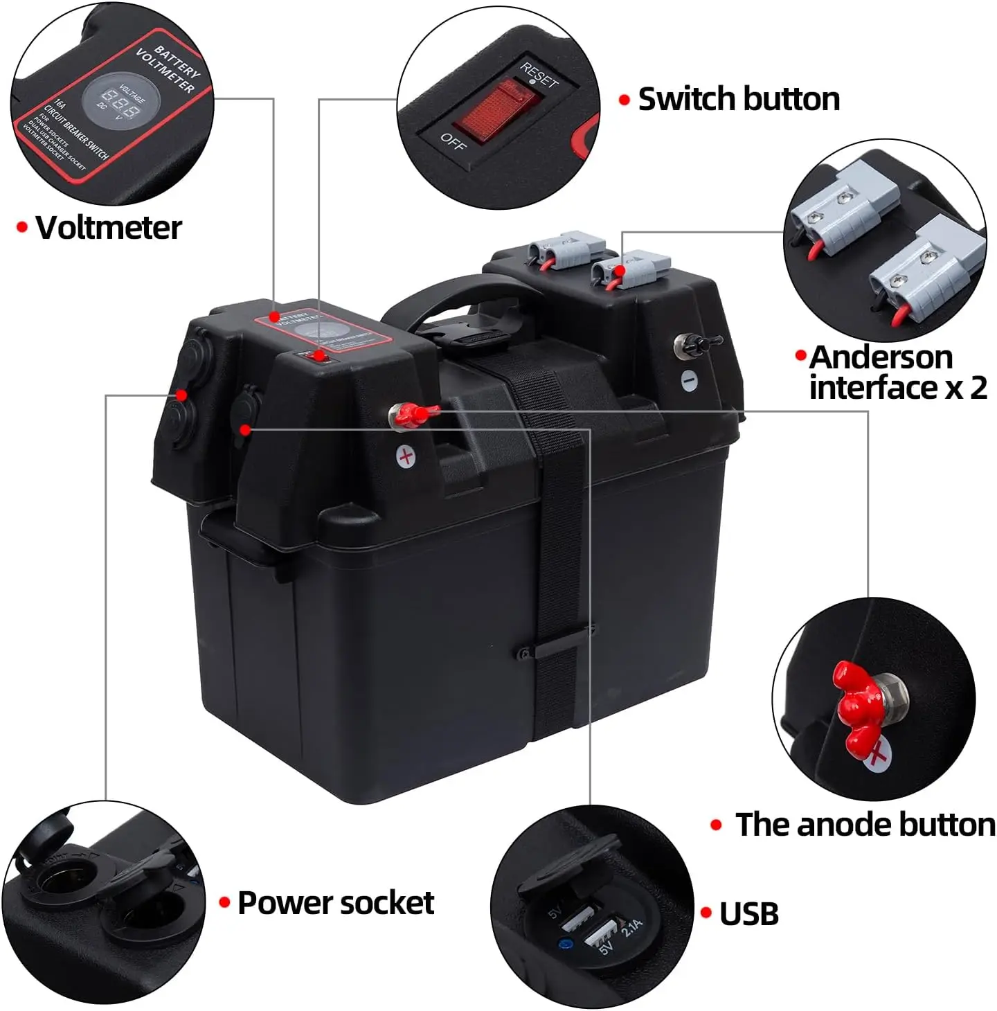 Portable Battery Power Box Trolling Motor Battery Box 31 With Dual Anderso Style Connectors