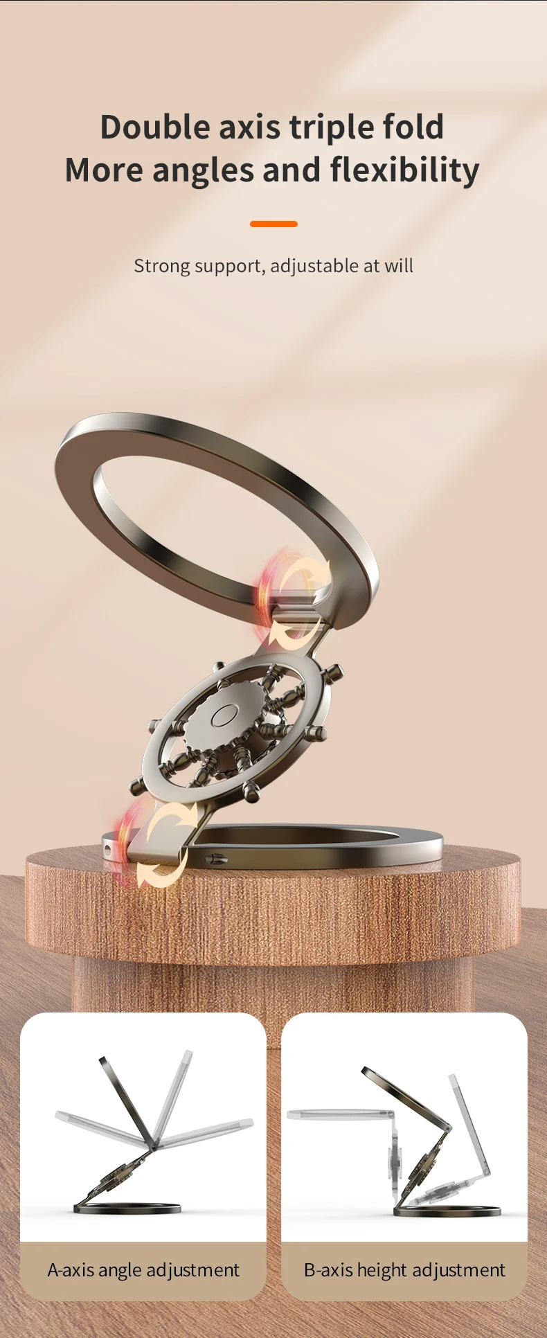 Magnetic Adsorption Foldable Phone Holder Ring Stand Double Sided Magnet for Smartphone Daily Use
