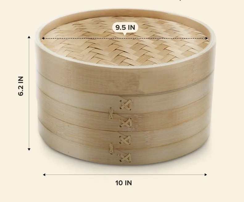 Высококачественная 2-ярусная 10-дюймовая Пароварка из натурального бамбука газовая плита применимая ручная стирка традиционные палочки для еды соус блюдо в комплекте