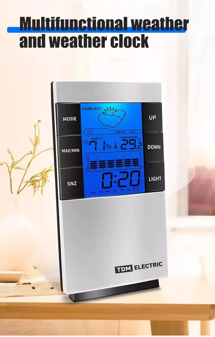 Perfect in Workmanship New Style Weather Forecast Temperature and Humidity Calendar and Display of Weeks Smart Weather Clock