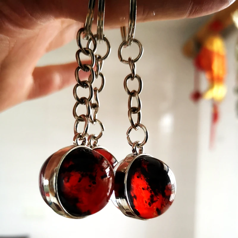 Portachiavi Sole E Luna In Vetro Cabochon Con Sfondo Nero, Amuleto Portafortuna Per Armonia Ed Equilibrio, Idea Regalo