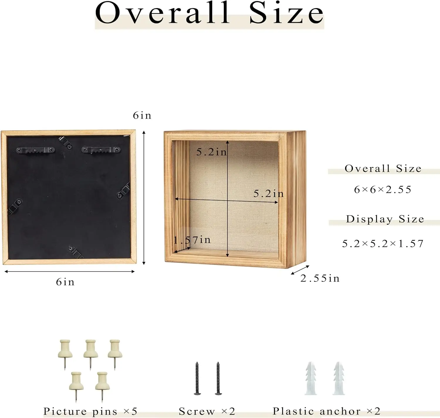 Increased Fire Shadow Box Frame 6x6 Shadow Box Display Case With Linen