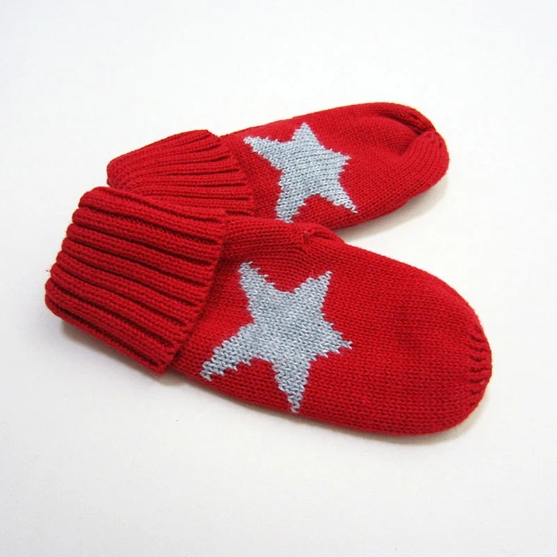 
Горячая Распродажа, индивидуальные зимние женские вязаные акриловые перчатки с принтом звезд 