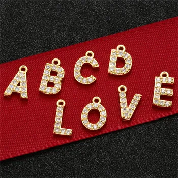 Wholesale Initial Charm Cz & Making Designer Diy Bracelet Gold Jewelry Crystal Letter Pendant