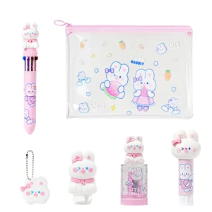 Pencil case Set, Including Solid Glue, Correction Tape, Pencil Sharpener, 10 Color Neutral Pen, Name Label, Student Stationery