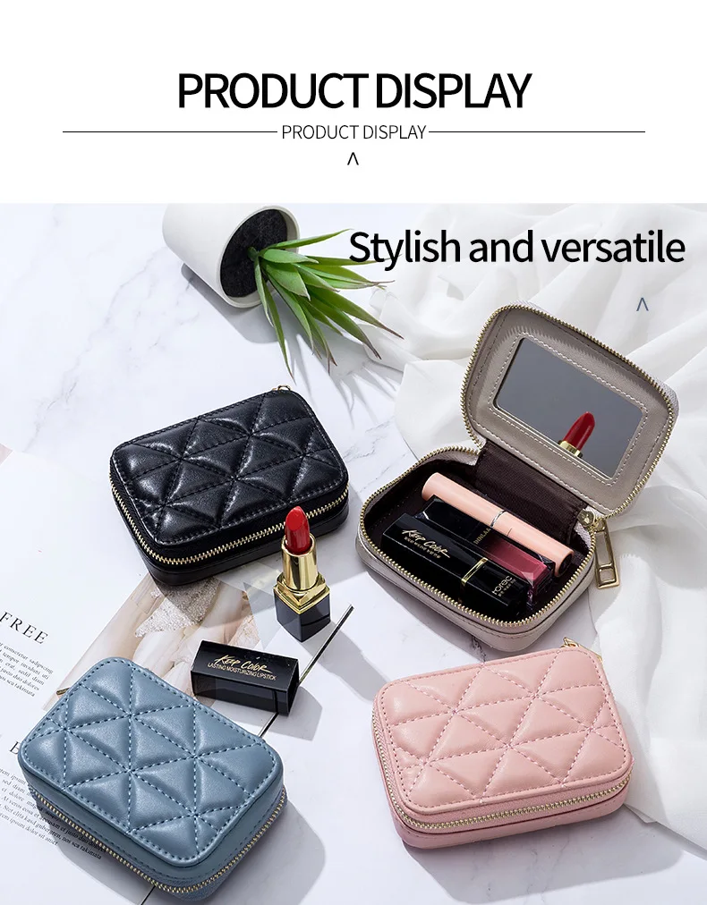New Design Genuine Leather Ladies Lipstick Bag Cosmetic Organizer Mini