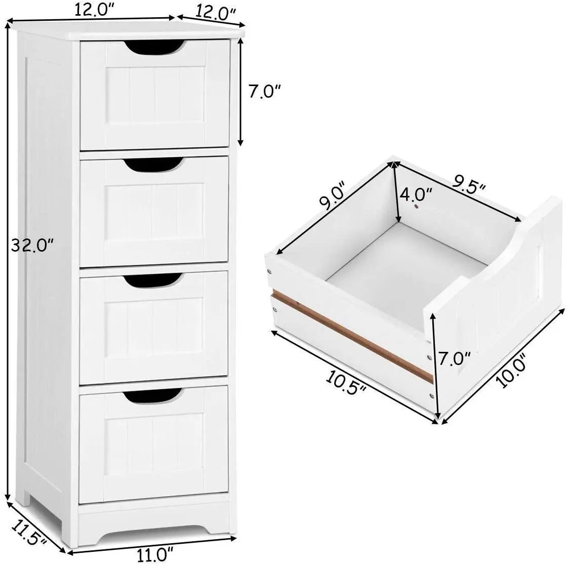 Modern Floor Cabinet Wooden Storage Cabinet Side Drawer Cabinet Organizer Unit for Entryway Living Room Bedroom 4 Layers AYNEFY Chest of Drawers Cabinet 