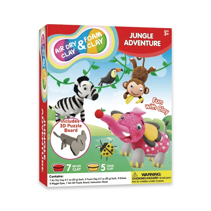 Лидер продаж детская глина «Приключения джунглей» оптовая продажа Нетоксичная из пеноматериала 80 г 120 с сушкой на воздухе развивающие игрушки для детей