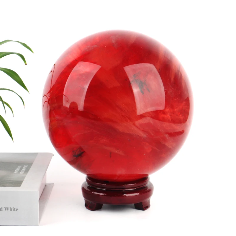 CHUSE Large Crystal Ball Red Smelting Stone Smelt Quartz Crystal Sphere for  Home Office