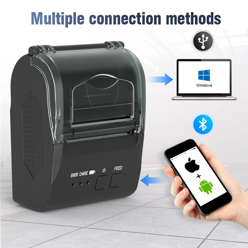 Mobile Receipt Bill Ticket Printer Queue Barcode Mini USB 58mm Thermal Receipt Printer for Supermarket Hospital Vending Machine
