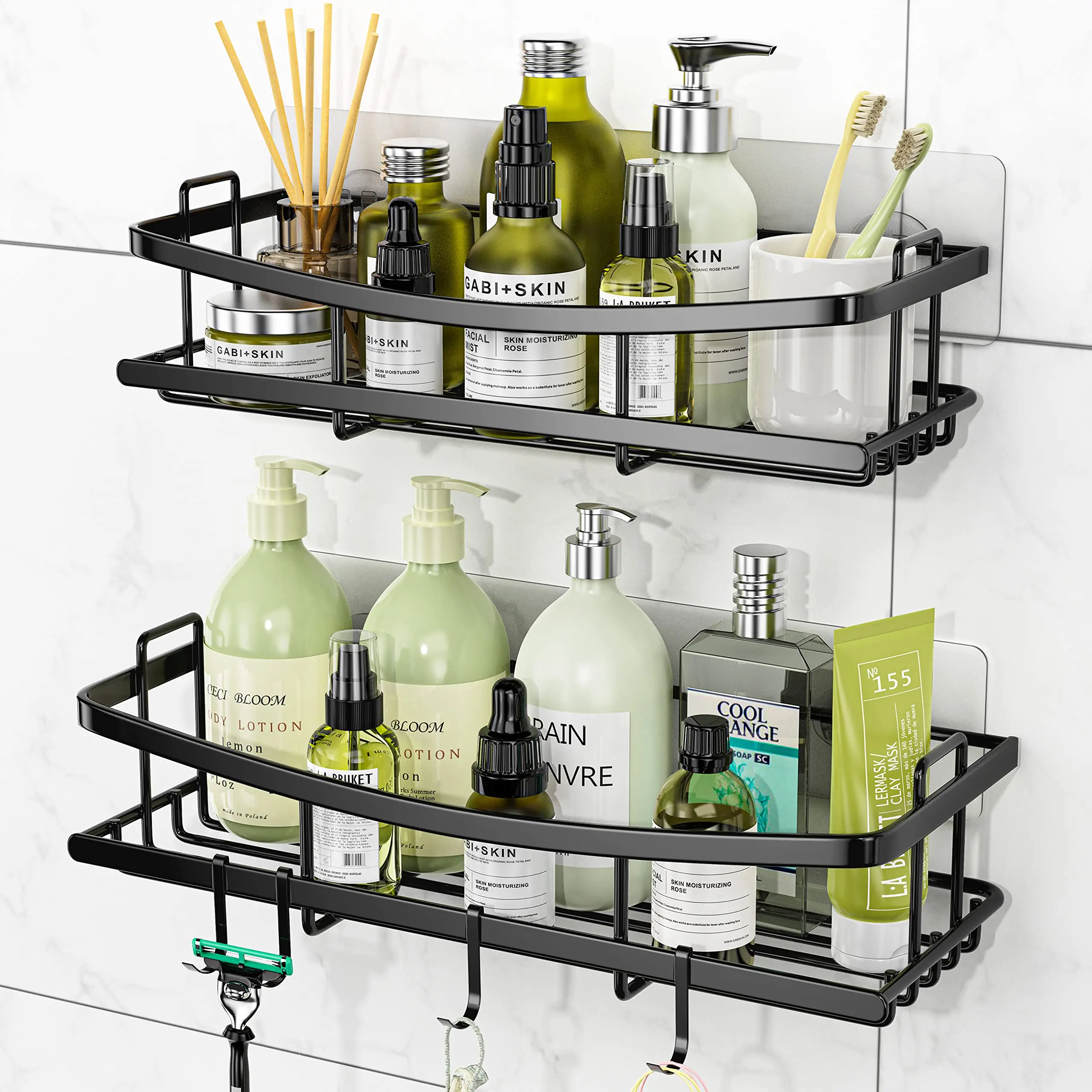 KINCMAX Shower Caddy 2 Basket Shelf + Bath Series Acrylic Series