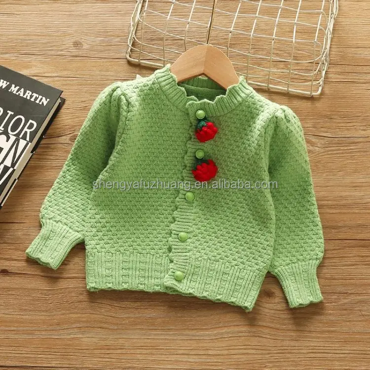 New hot spring and summer solid color hollow knitted cardigan baby girls' sweaters