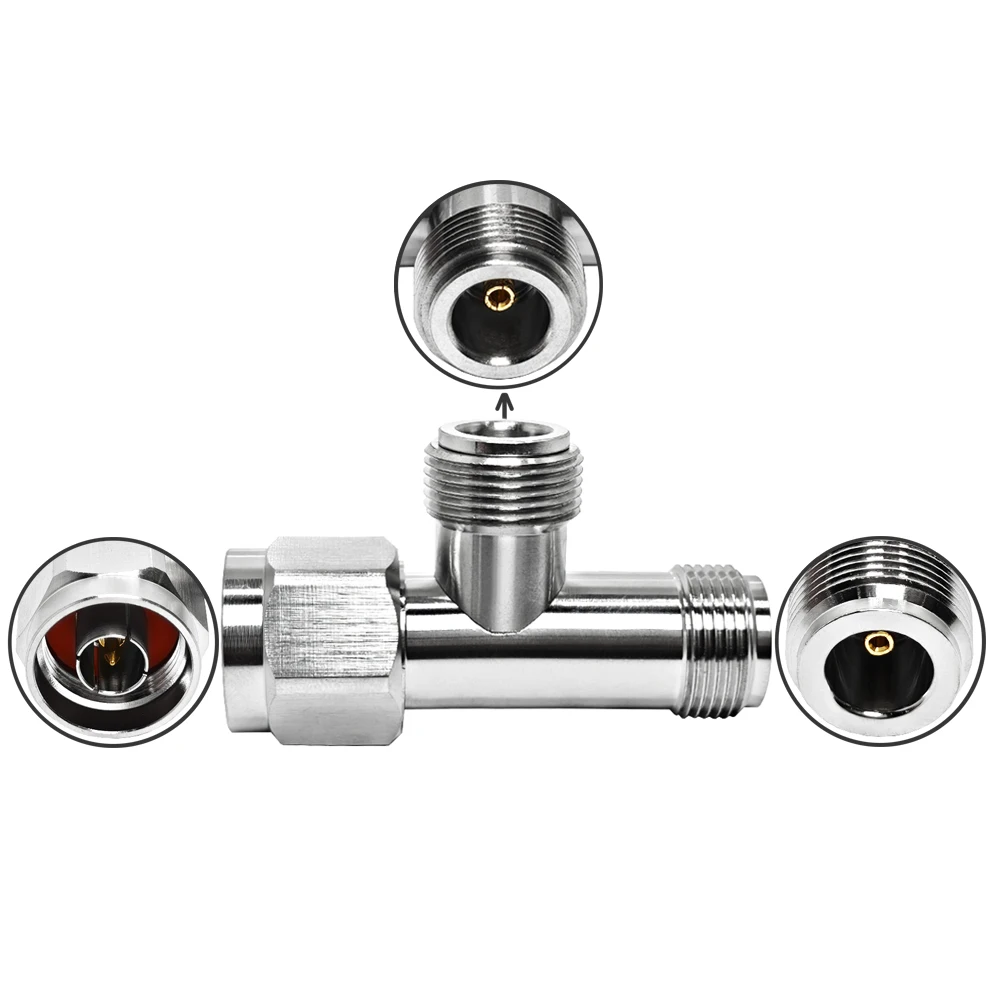 T Type 3 Ways T N Type Male Macho to Dual N Female Hembra  Splitter Tee RF Coaxial Connector Coax Adapter