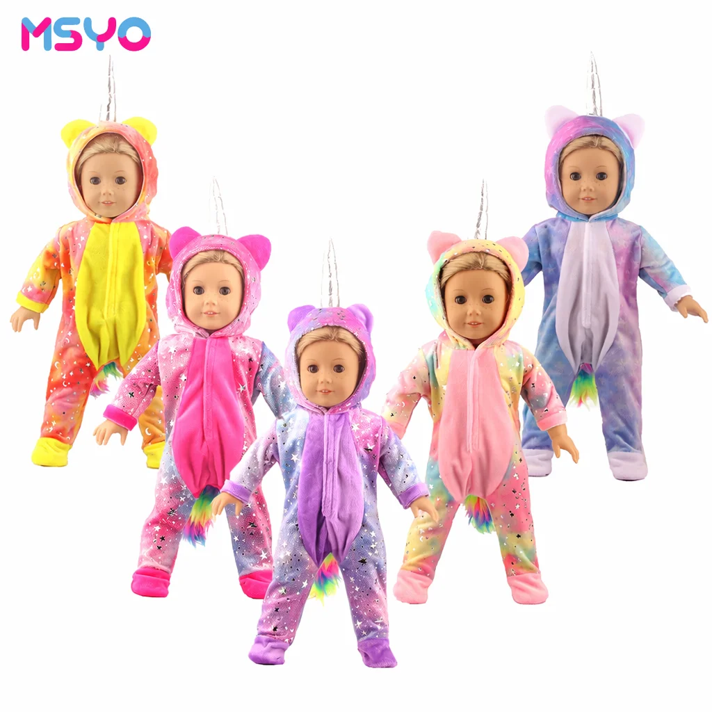 MSYO New Arrival 18 Inch American Doll Girl Unicorn Pajama Clothes