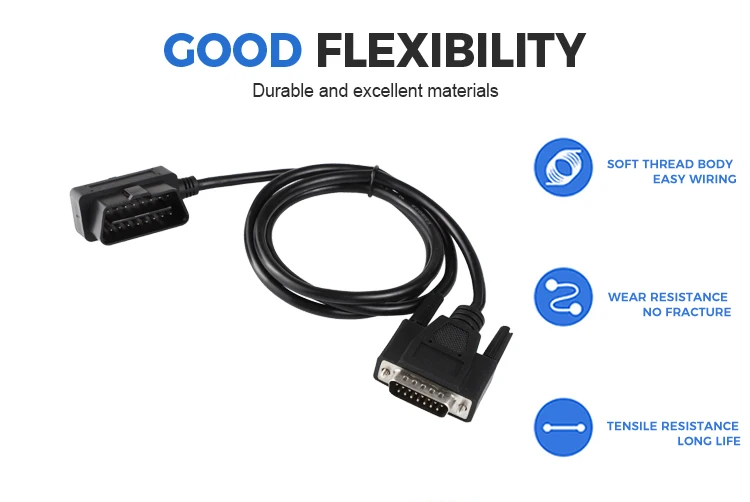 female to db15p male obd2 db15 obd 16 pin test cable for vga interface diagnostic diy programming-5