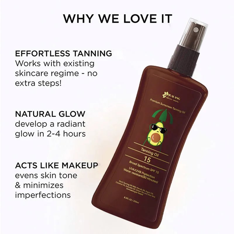 Private Label Full Body SPF Tanning Oil Liquid Oil Tanning Accelerator Custom Tanning Oil