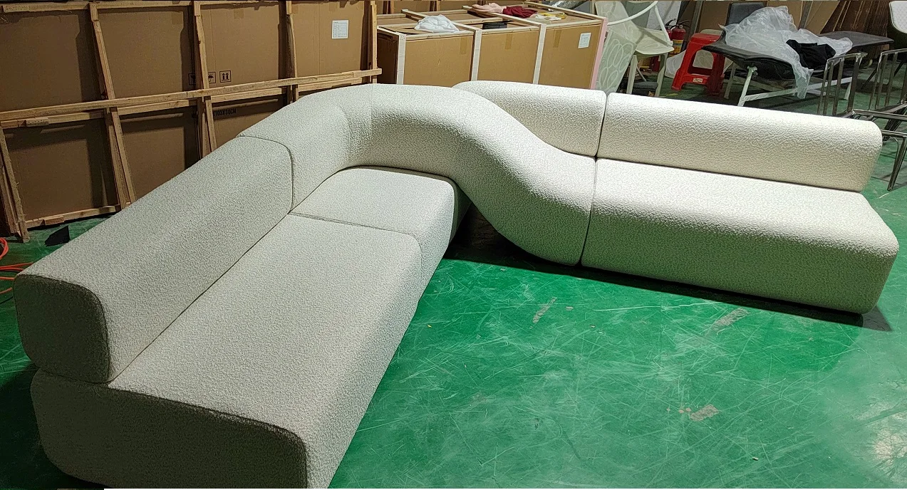 Modern Creative Designer L Angle Geometric Curve Winding Multi - Seat Enigma Curation Twist Living Room Sofas