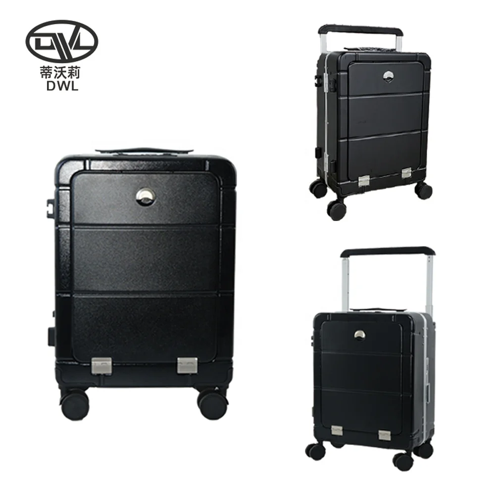 20 Inch TSA Lock Suitcase Front Opening Convenient Cup Holder Durable Light Weight PC USB Charging Port Perfect Travel Accessory