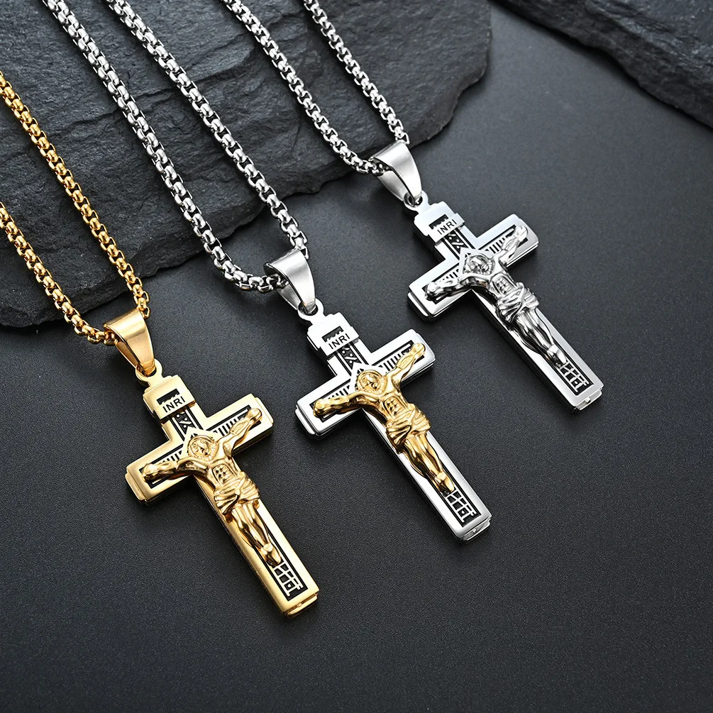 Stainless Steel Cross Necklace for Men