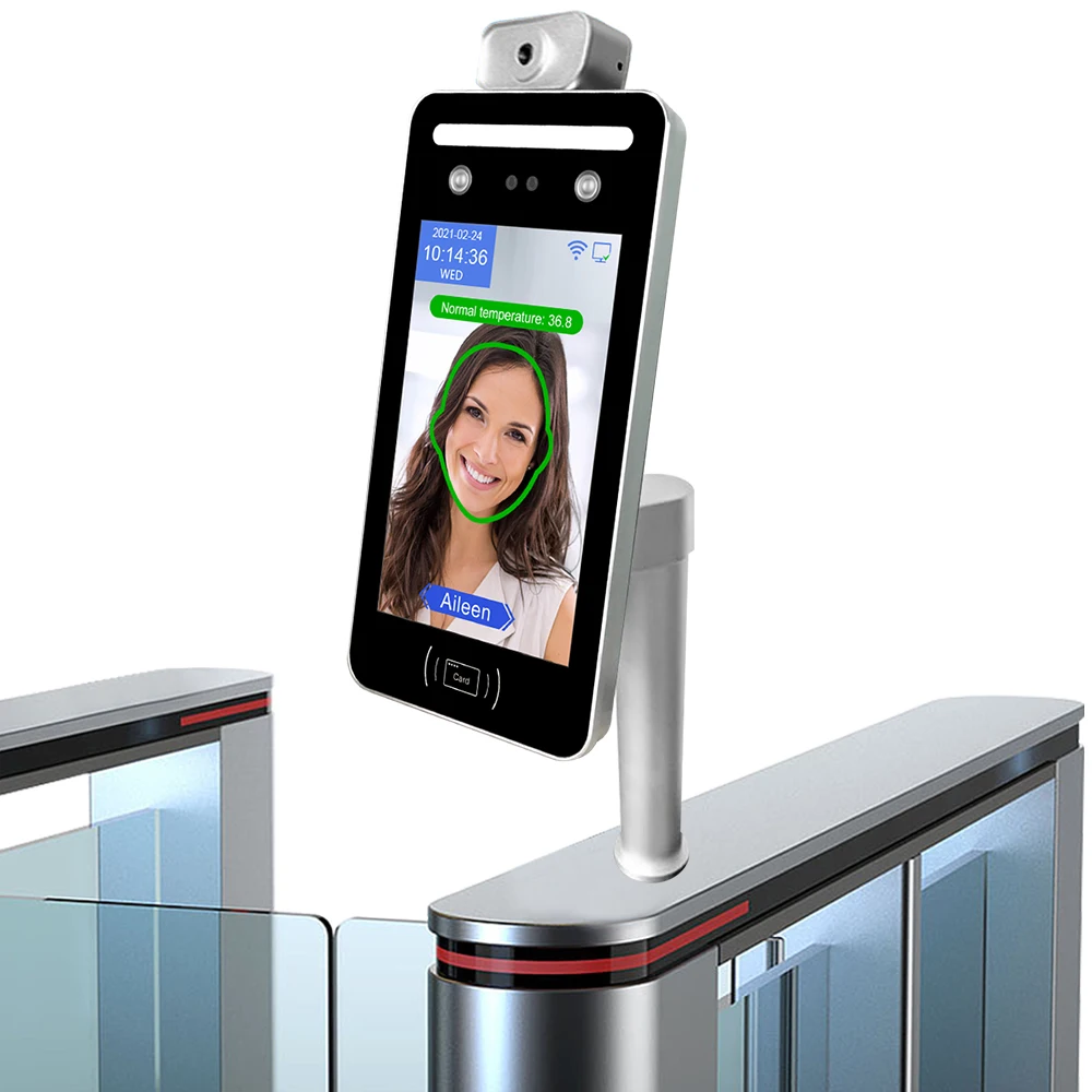 8 Inch HID Face Recognition Unlocking Door Lock Face Recognition Temperature Device Time Attendance System