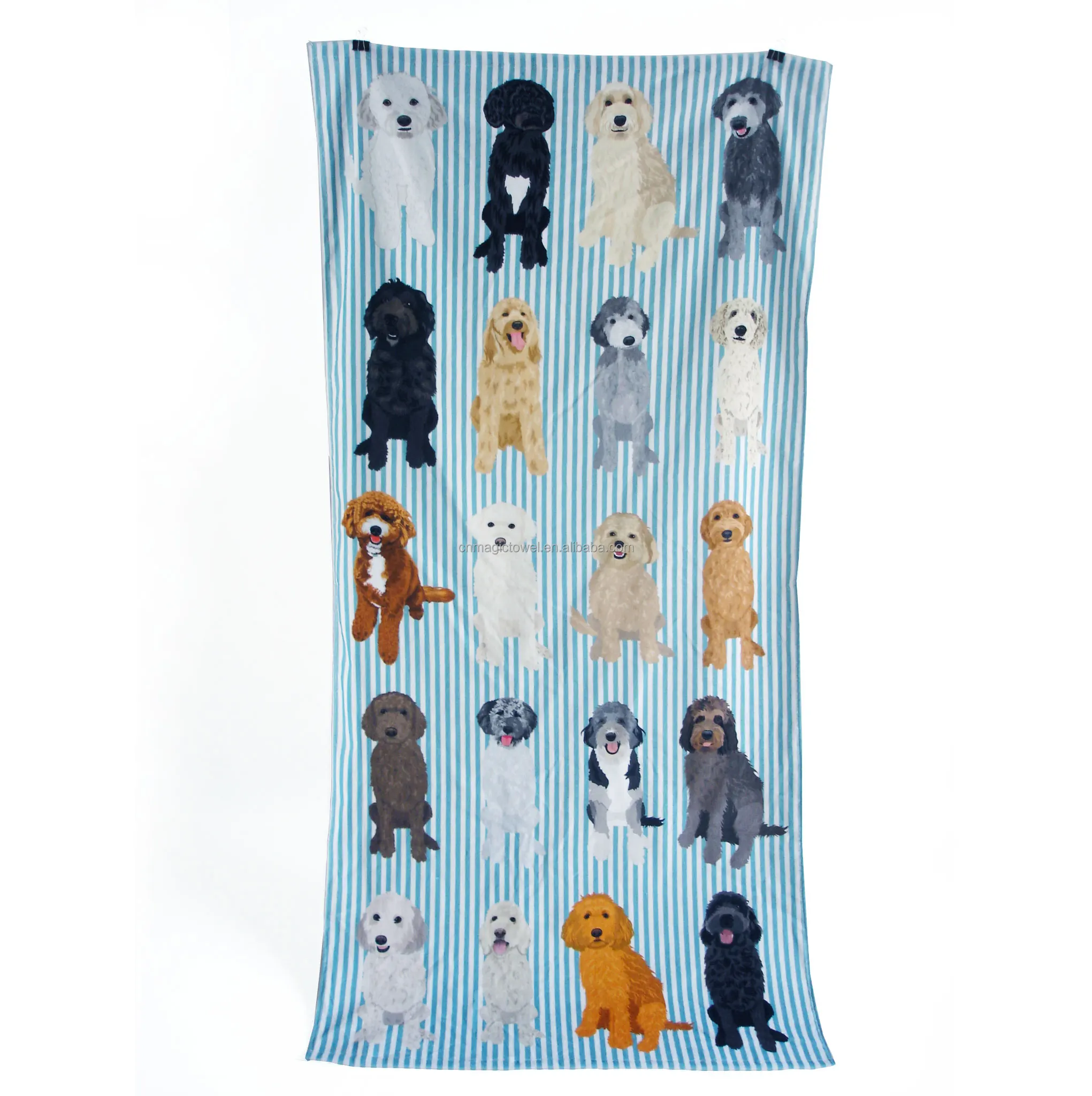 100% Cotton Material High Quality Soft Reactive Print Your Own Design  Cartoon Custom Printed Dog Beach Towel